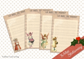 Brocante Kerst Briefpapier (set 4 PDF zelf printen)