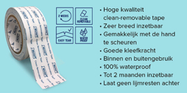 Deltec RemovableTape White 50mm x 33m