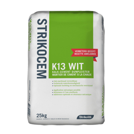 Strikocem K13 kalk-cement dunpleister wit 25kg