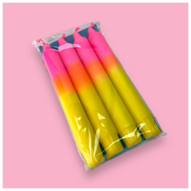 Kaars neon roze/maisgeel