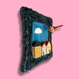 Schilderij van keramiek Roodborstje