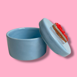 Blauw doosje Monchou  van keramiek