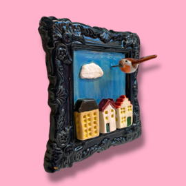 Schilderij van keramiek Roodborstje