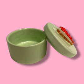 Lichtgroen doosje Monchou  van keramiek