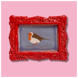 Broche 'roodborstje' rood