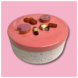 Koekjes koektrommel confetti  roze deksel