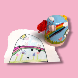 Kleine urn 'bloemen en regenboog'