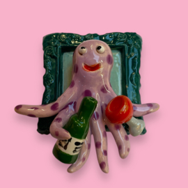Schilderijtje van keramiek octopus Okkie