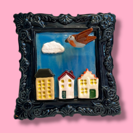 Schilderij van keramiek Roodborstje