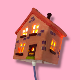 Wandlampje huisje roze 1