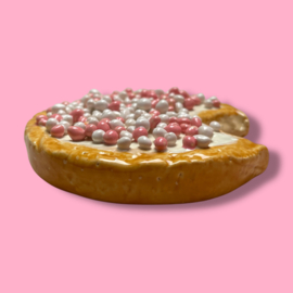 Beschuit van keramiek met roze/witte muisjes