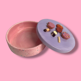 Koekjes koektrommel roze stippen