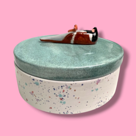 Dooie mus koektrommel confetti met glitter deksel