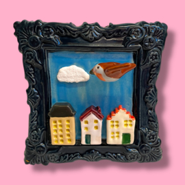 Schilderij van keramiek Roodborstje