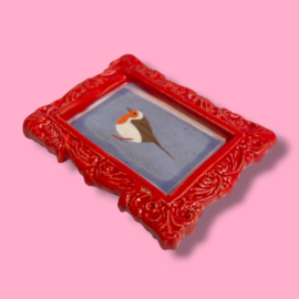 Broche 'roodborstje' rood