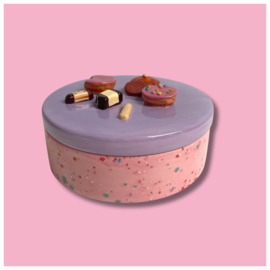 Koekjes koektrommel roze stippen