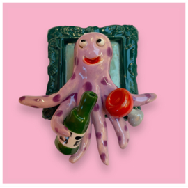 Schilderijtje van keramiek octopus Okkie