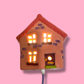 Wandlampje huisje roze 1