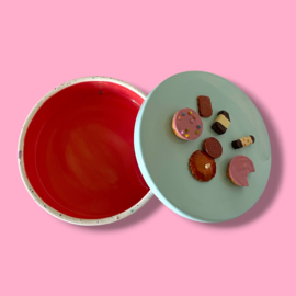 Koekjes koektrommel confetti  lichtblauw deksel