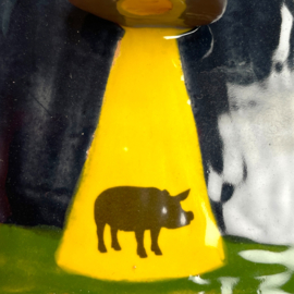 Schilderij van keramiek Varkens naar Mars