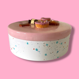 Koekjes koektrommel confetti  lichtroze deksel woensdag 
