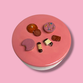 Koekjes koektrommel confetti  roze deksel