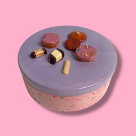 Koekjes koektrommel roze stippen