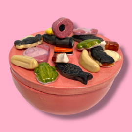 Snoeppot snoepjes zalm roze