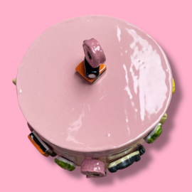 Snoeppot met deksel roze