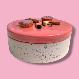 Koekjes koektrommel confetti  roze deksel