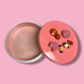 Koekjes koektrommel confetti  roze deksel