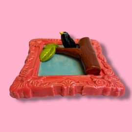 Schilderij van keramiek Merel