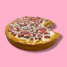 Beschuit van keramiek met roze/witte muisjes