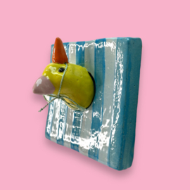 Schilderijtje van keramiek Arie Feestkanarie PRE-ORDER