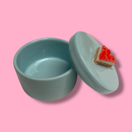 Lichtblauw doosje Monchou  van keramiek