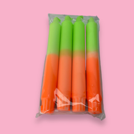 Kaars neon oranje/neon groen