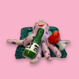 Schilderijtje van keramiek octopus Okkie