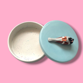 Dooie mus koektrommel confetti lichtblauw deksel