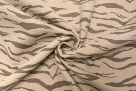 Hydrofiel doek 100% cotton  Mousseline  zebra print grijs  € 4,99  per meter