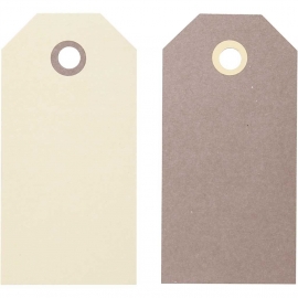 6 Anhänger braun / beige 5-10 cm, 2-seitiger Druck