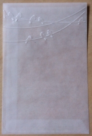 VOGELS OP DRAAD KLEIN 10 Pergamijn enveloppen of bruine loonzakjes