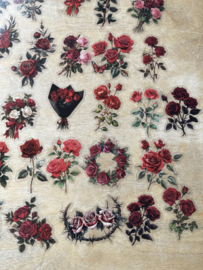 Vintage rode rozen stickers 50 stuks