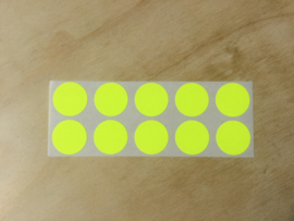 10 Ronde stickers neon geel 19 mm