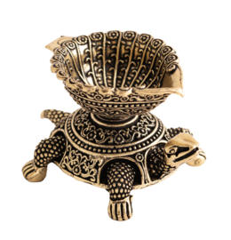 Messing Ghee lampje schildpad + 5 ghee kaarsjes
