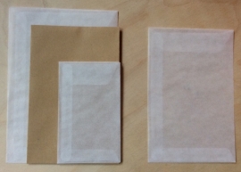5 Pergamijn / transparante enveloppen zakjes 9,5 cm bij 14,5 cm