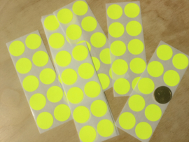 10 Ronde stickers neon geel 19 mm