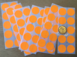 10 Ronde stickers neon oranje 19 mm