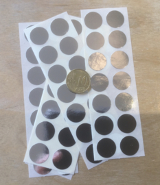 14 Ronde stickers zilver 15 mm