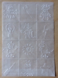 ROBOTS IN BLOKJES 10 Pergamijn enveloppen zakjes  11,4 bij 16,2 cm, C6