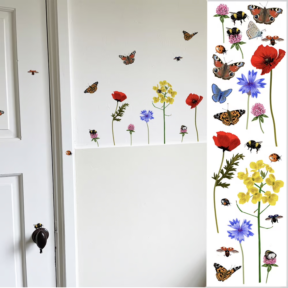 Insecten en Wilde Bloemen Muurstickers